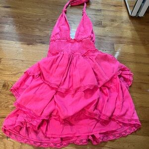 Hot pink love shack fancy halter dress
